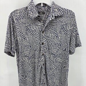 Iolani Sportswear Blue White Print Button Down Shirt – Size S – Hawaiian